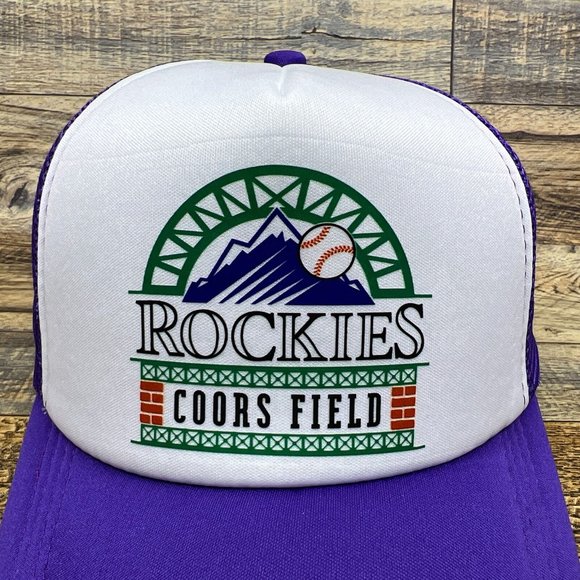 Coors Field Colorado Rockies Mens Trucker Hat Purple Snapback Retro Baseball Cap - Picture 3 of 8